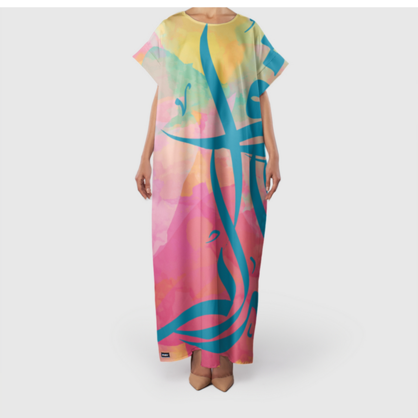 Colorful Calligraphy (Nawwartu) - Short Sleeve Women Dress - SultanSouk